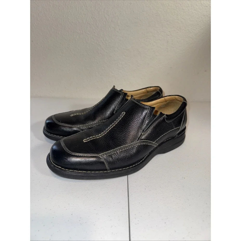 Johnston & Murphy Men's Shoes Size 9 1/2 Loafer Black Slip On Sheep Skin Leather
